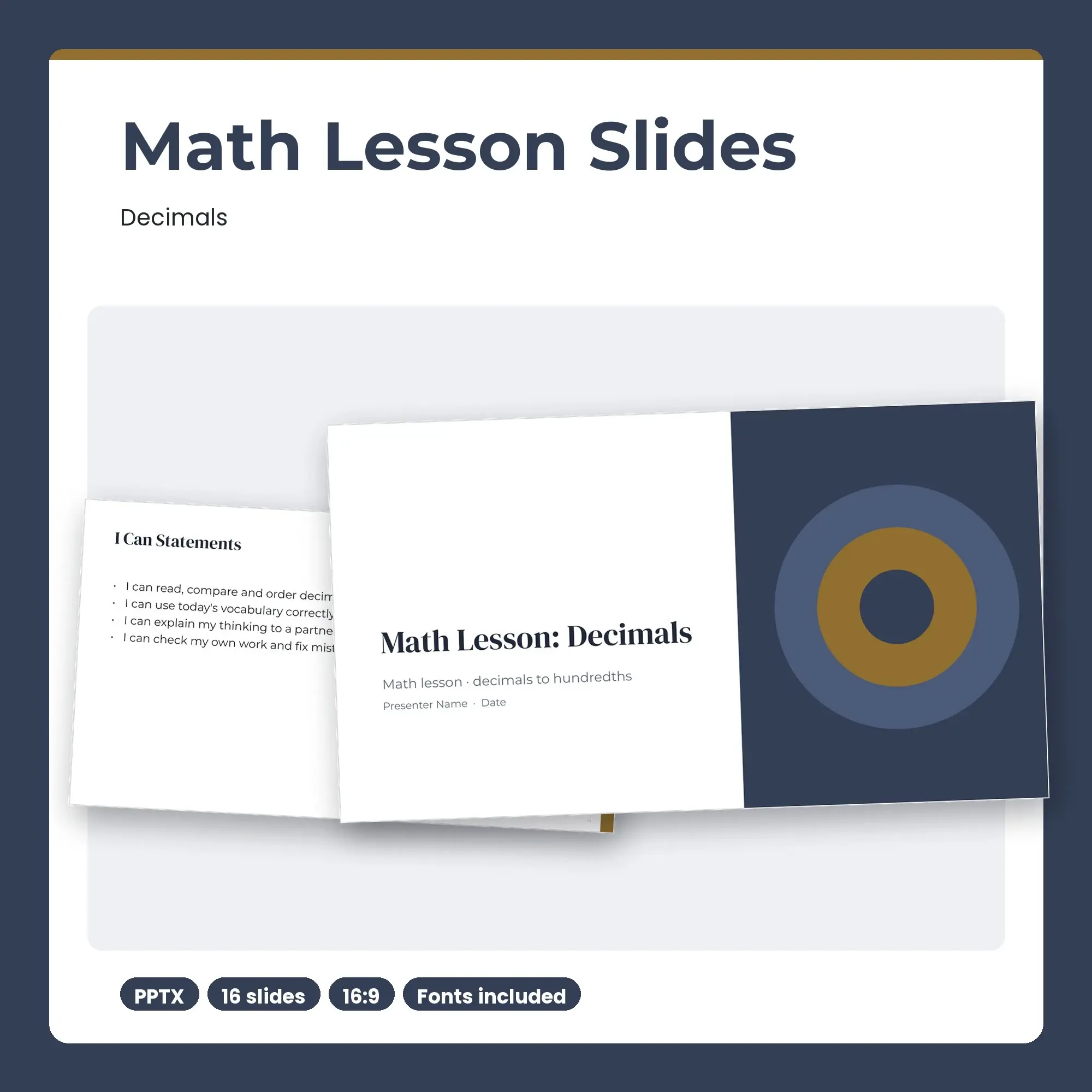 Math Lesson Slides, Decimals (PPTX) preview