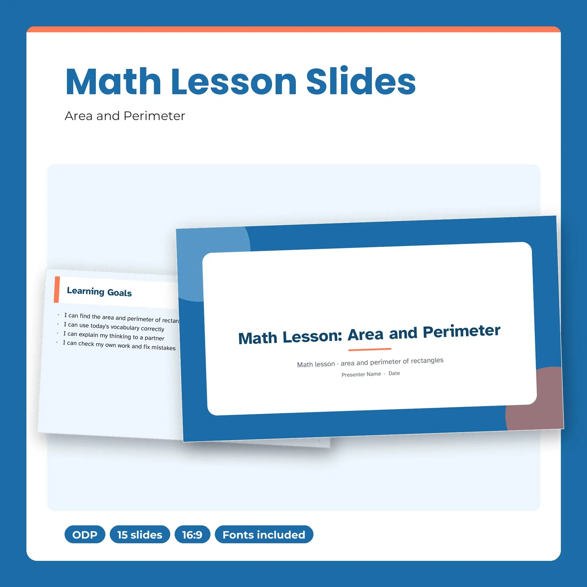 Math Lesson Slides, Area and Perimeter (ODP) preview
