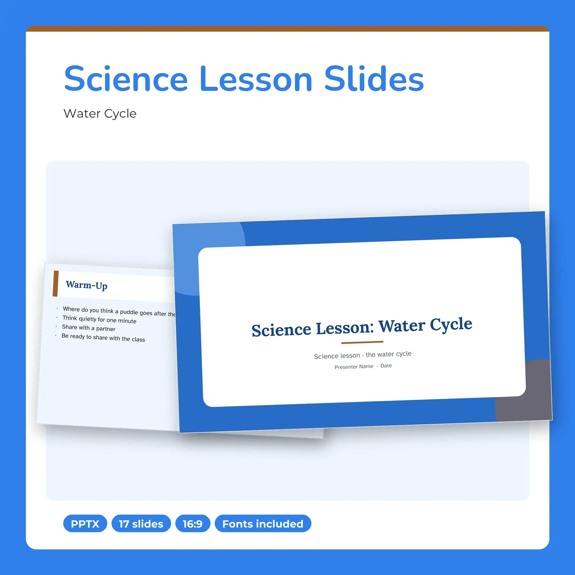 Science Lesson Slides, Water Cycle (PPTX + POTX) preview