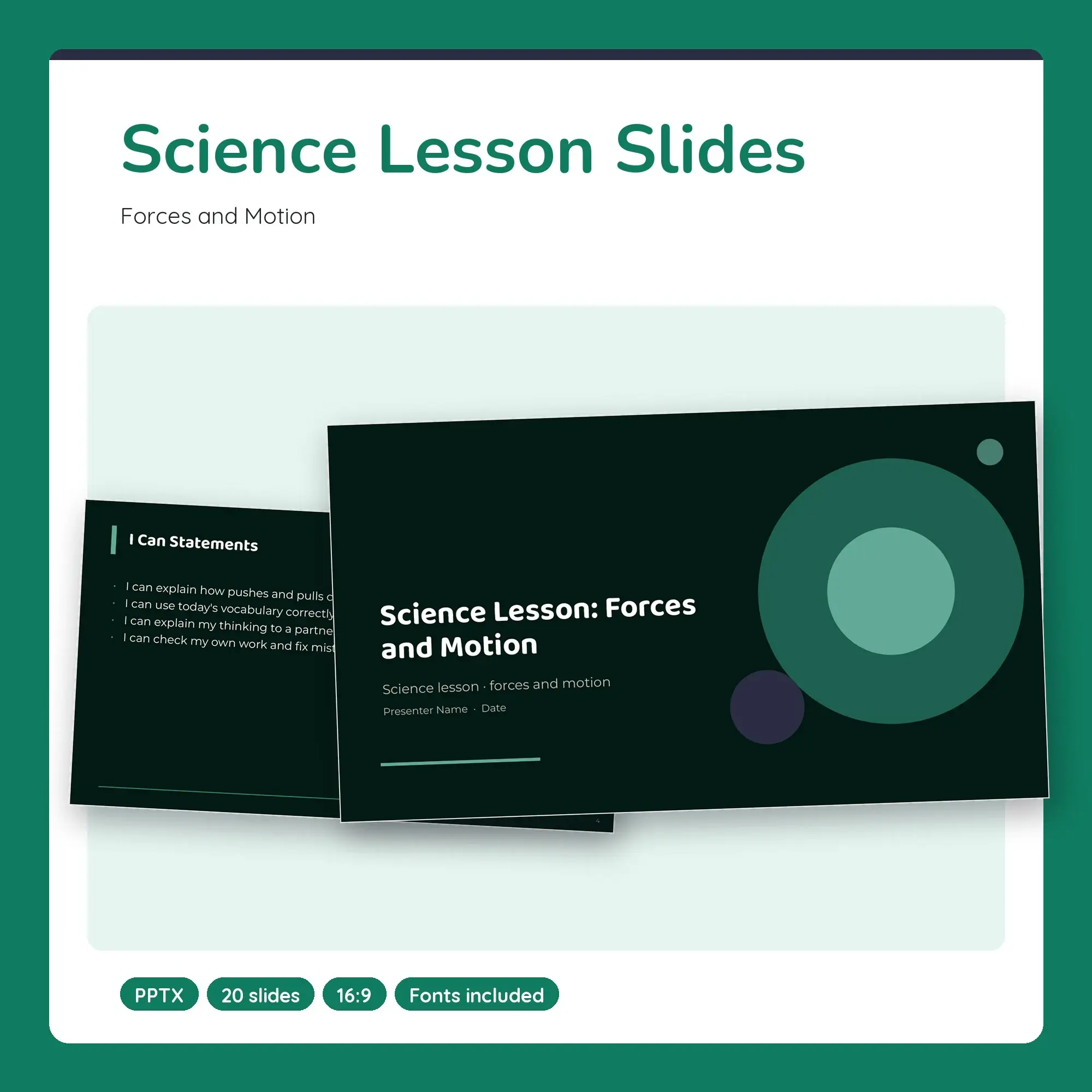 Science Lesson Slides, Forces and Motion (PPTX) preview