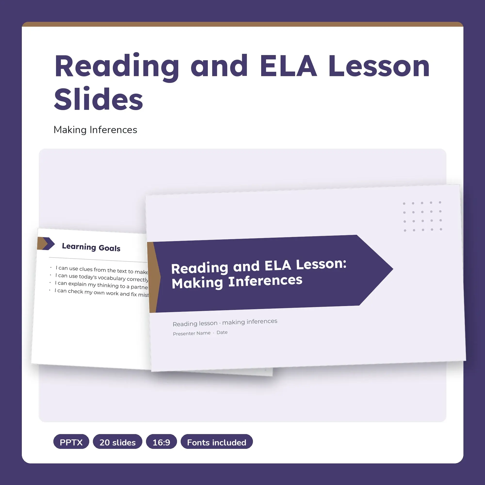 Reading and ELA Lesson Slides, Making Inferences (PPTX) preview