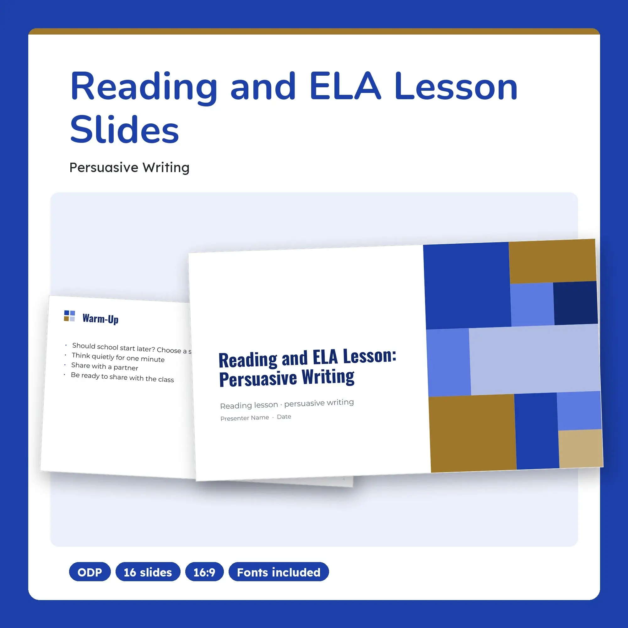 Reading and ELA Lesson Slides, Persuasive Writing (ODP) preview