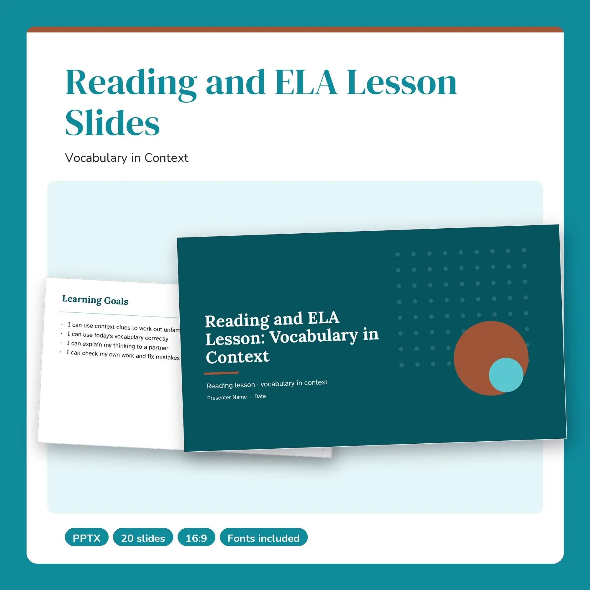 Reading and ELA Lesson Slides, Vocabulary in Context (PPTX) preview