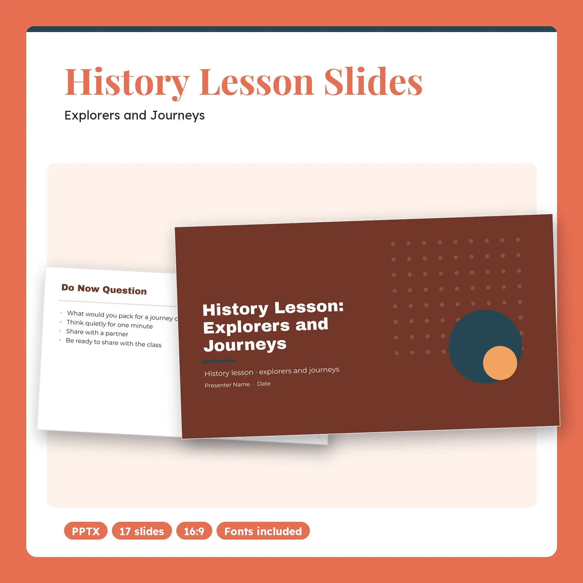 History Lesson Slides, Explorers and Journeys (PPTX) preview