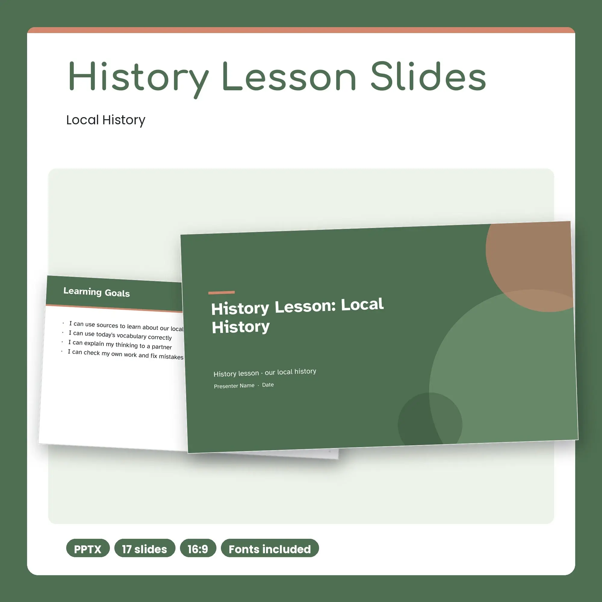 History Lesson Slides, Local History (PPTX + POTX) preview