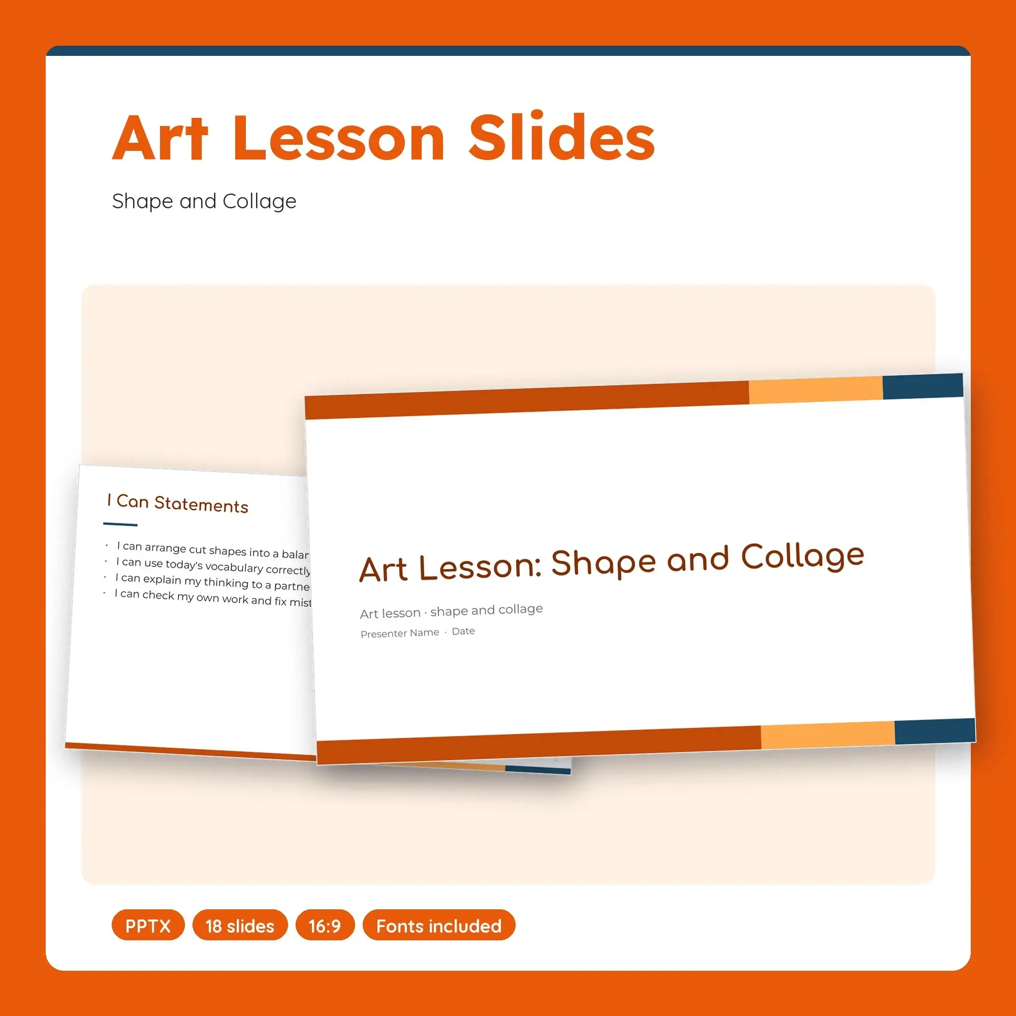 Art Lesson Slides, Shape and Collage (PPTX + POTX) preview