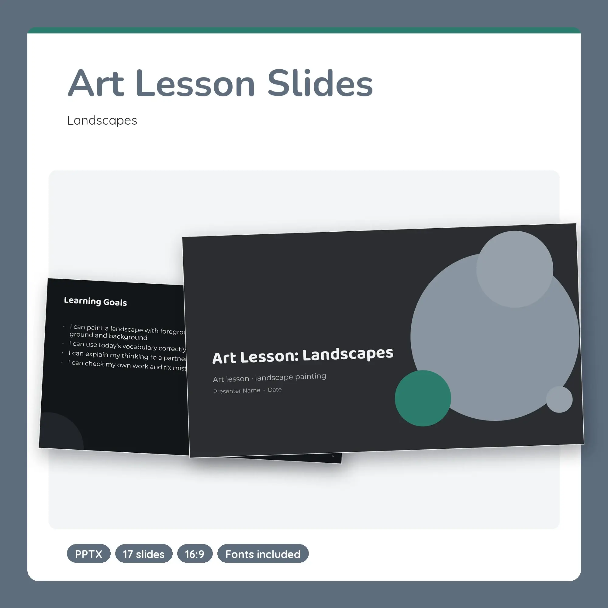 Art Lesson Slides, Landscapes (PPTX) preview