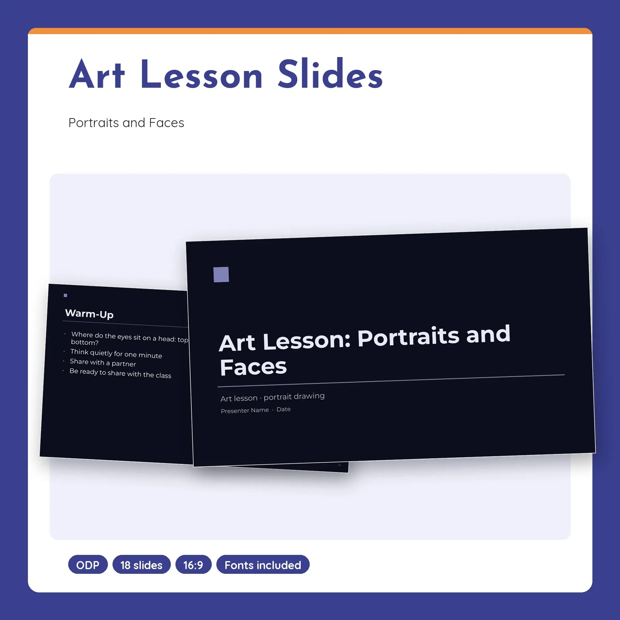 Art Lesson Slides, Portraits and Faces (ODP) preview