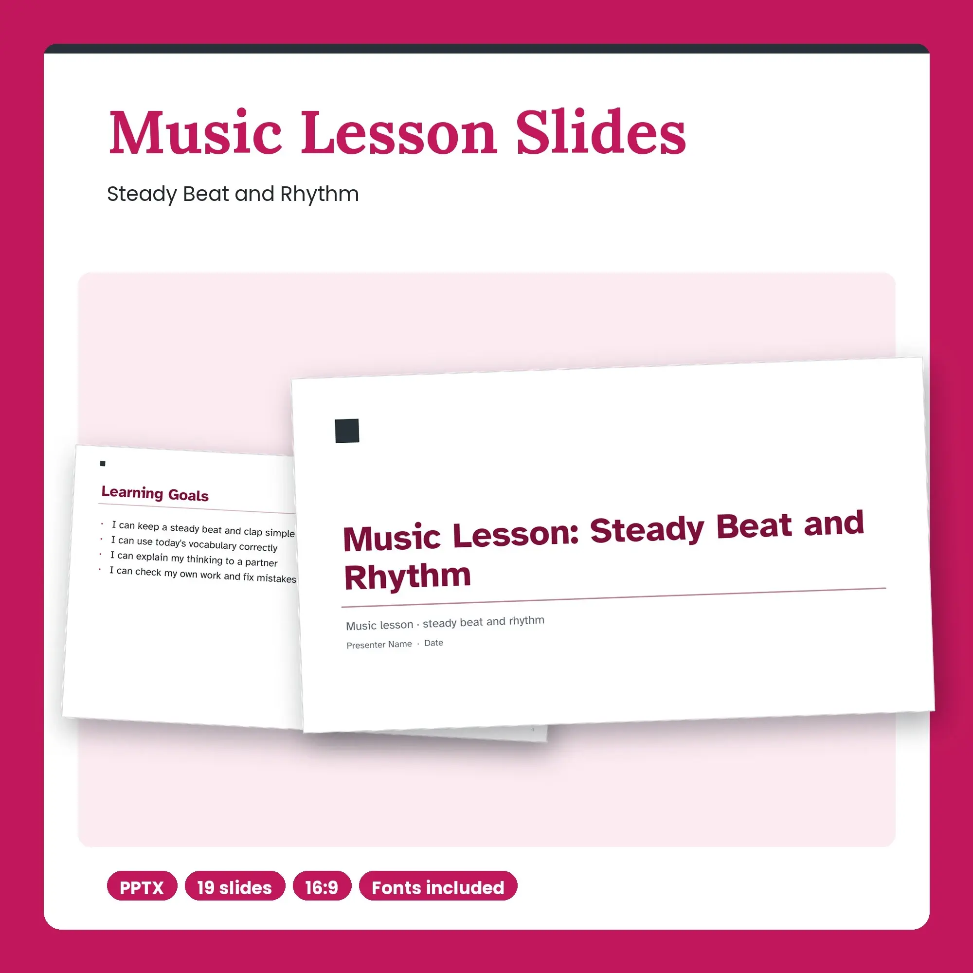 Music Lesson Slides, Steady Beat and Rhythm (PPTX + POTX) preview