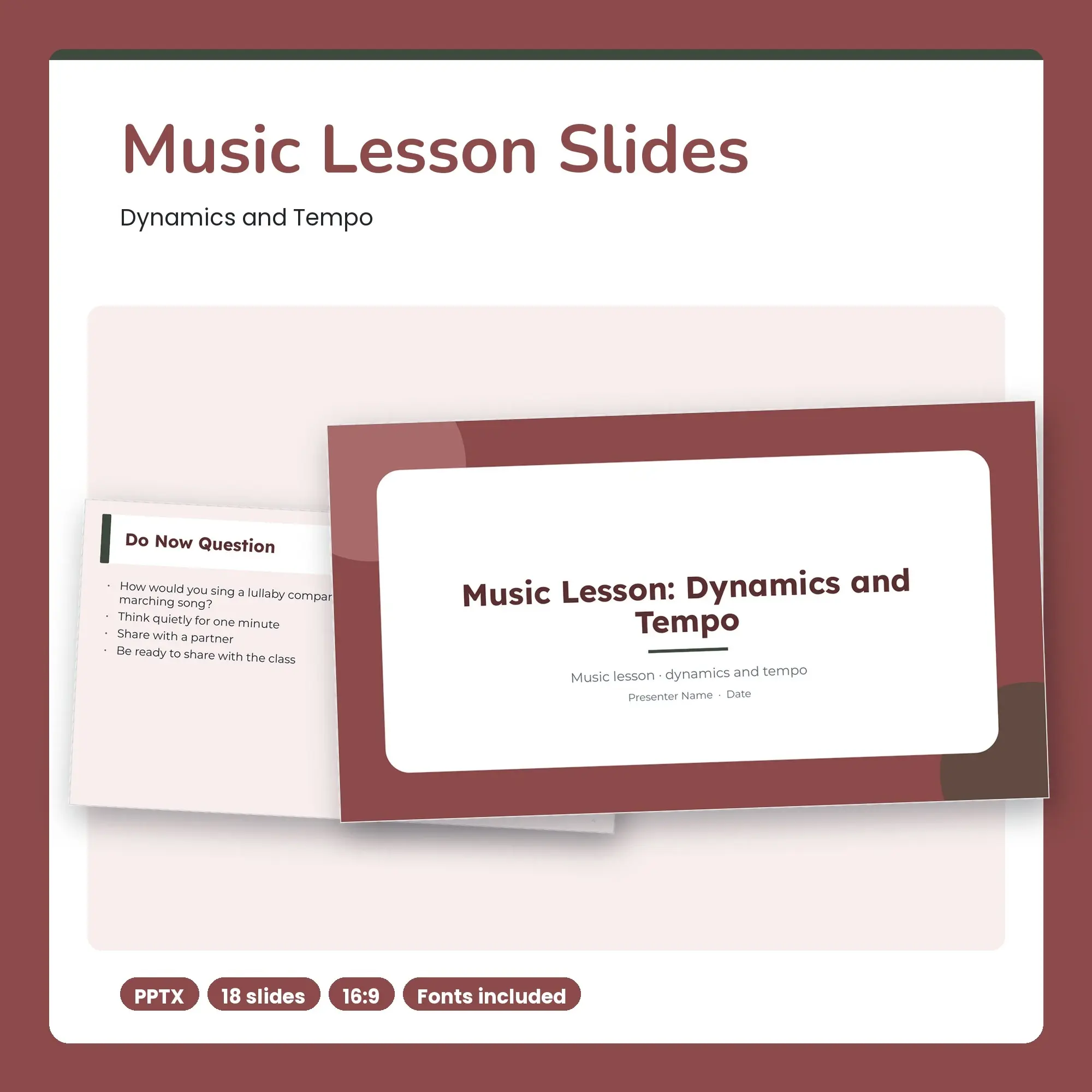 Music Lesson Slides, Dynamics and Tempo (PPTX) preview