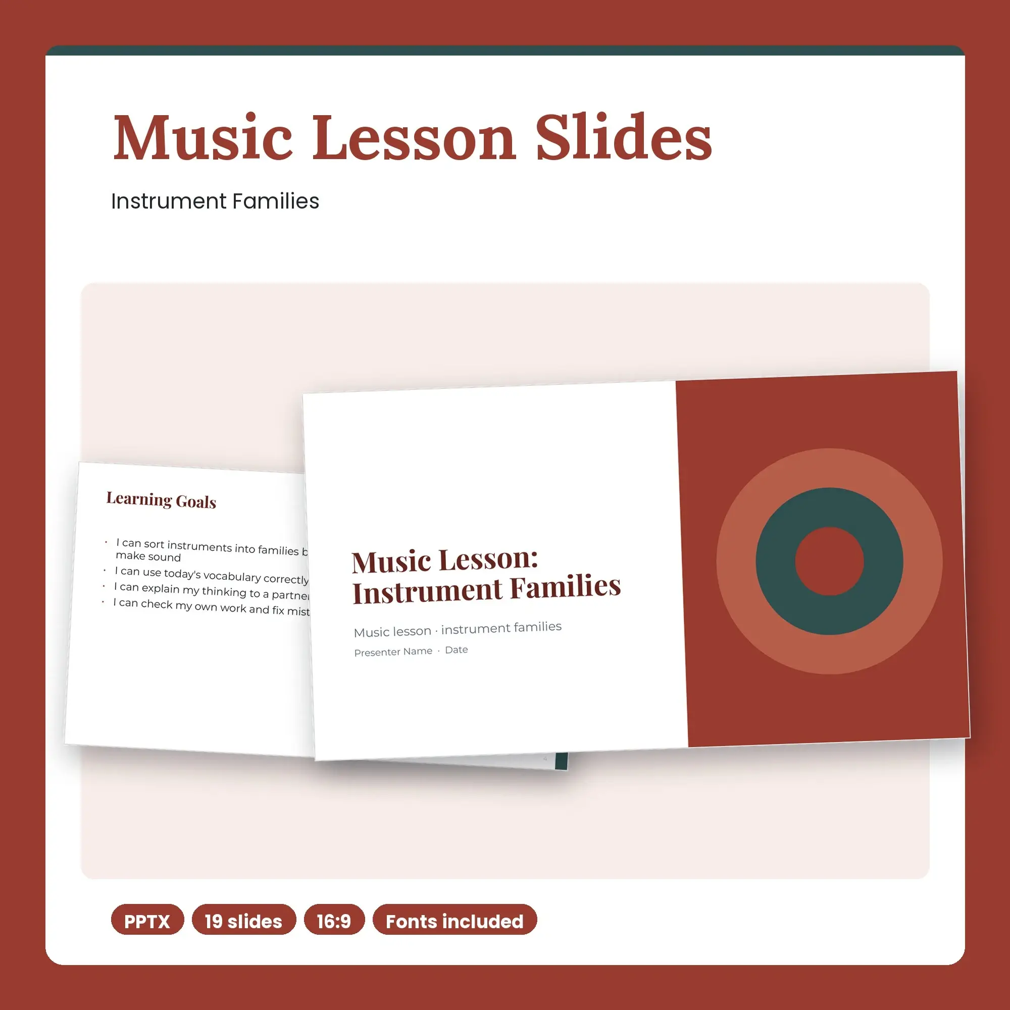 Music Lesson Slides, Instrument Families (PPTX) preview