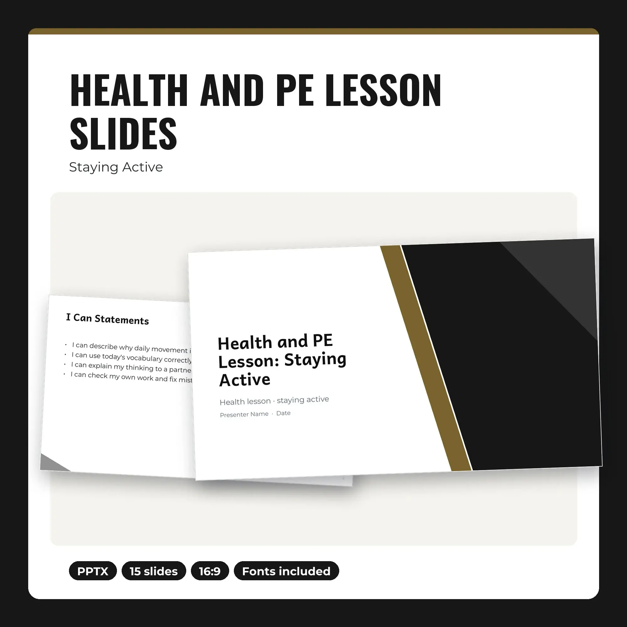 Health and PE Lesson Slides, Staying Active (PPTX) preview