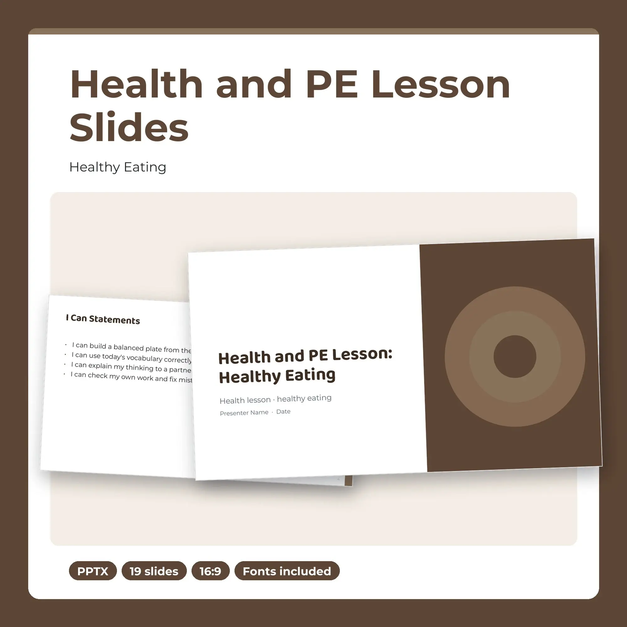 Health and PE Lesson Slides, Healthy Eating (PPTX) preview