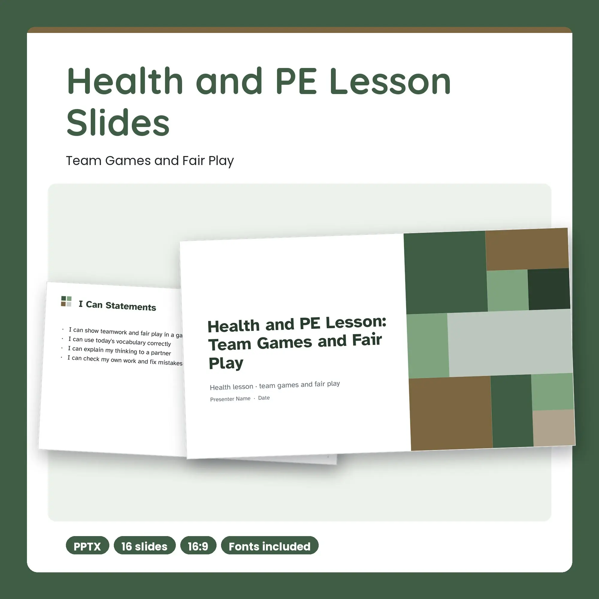 Health and PE Lesson Slides, Team Games and Fair Play (PPTX) preview