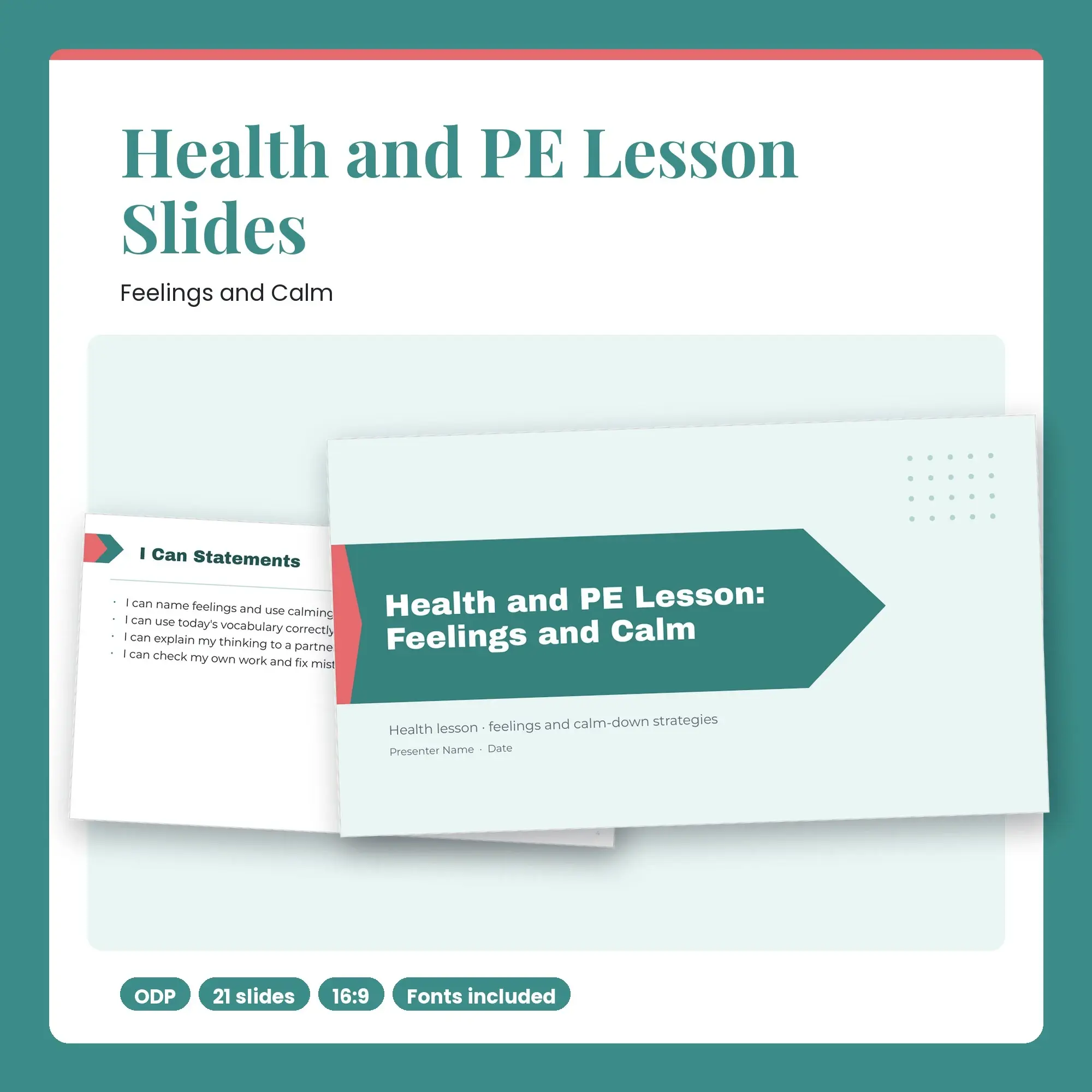 Health and PE Lesson Slides, Feelings and Calm (ODP) preview