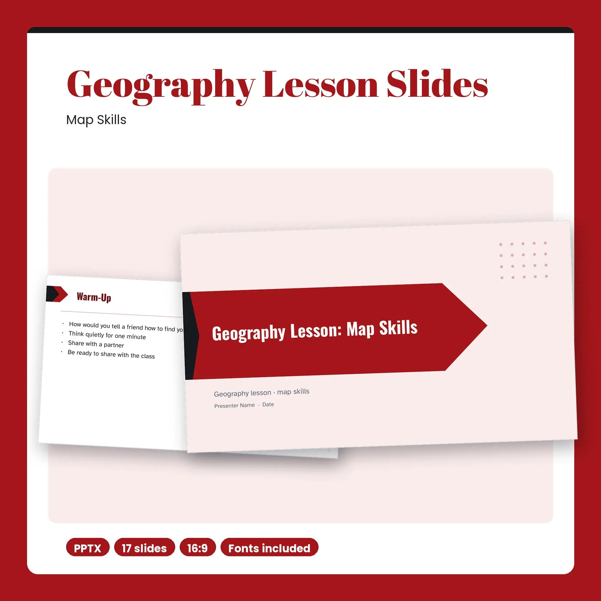 Geography Lesson Slides, Map Skills (PPTX + POTX) preview