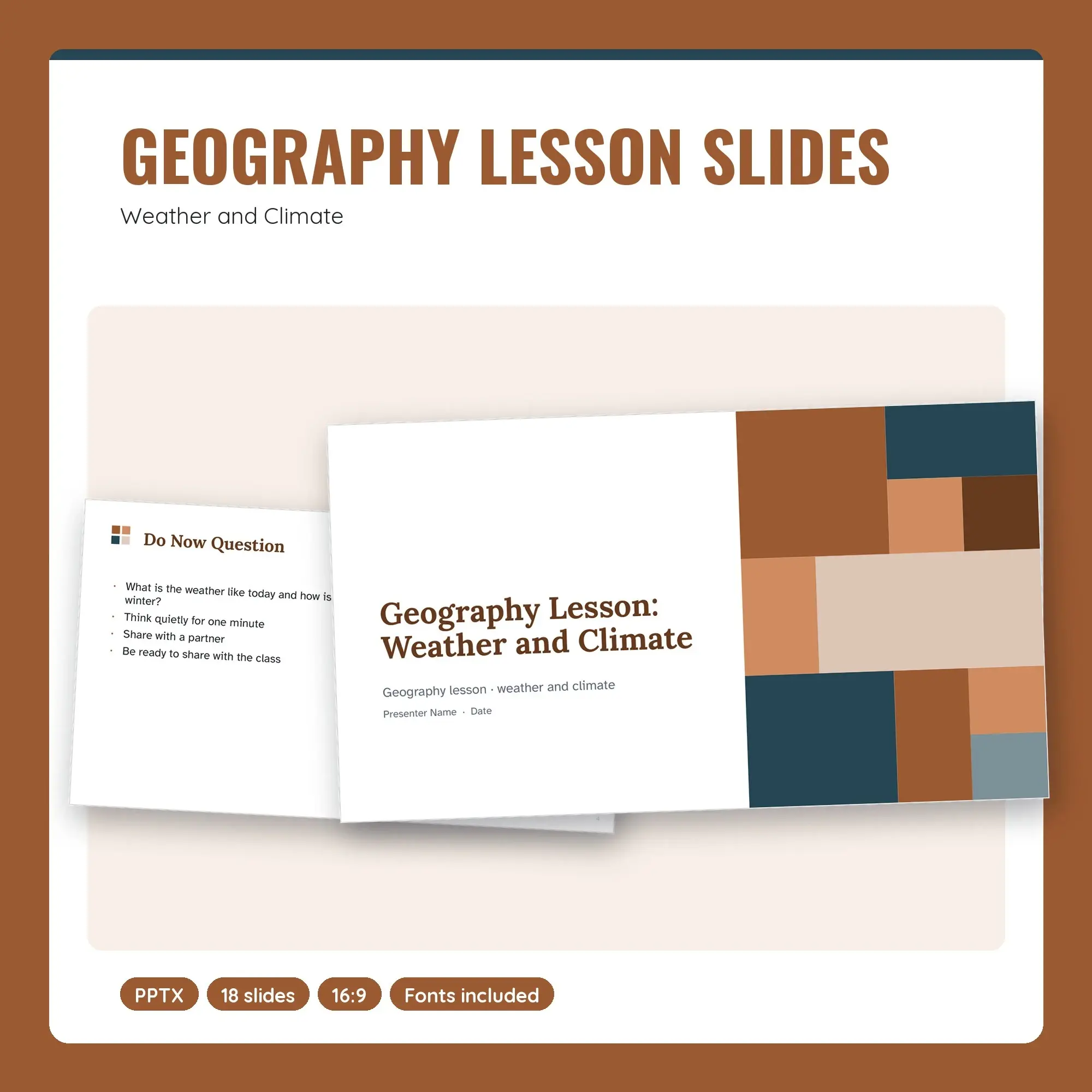 Geography Lesson Slides, Weather and Climate (PPTX) preview