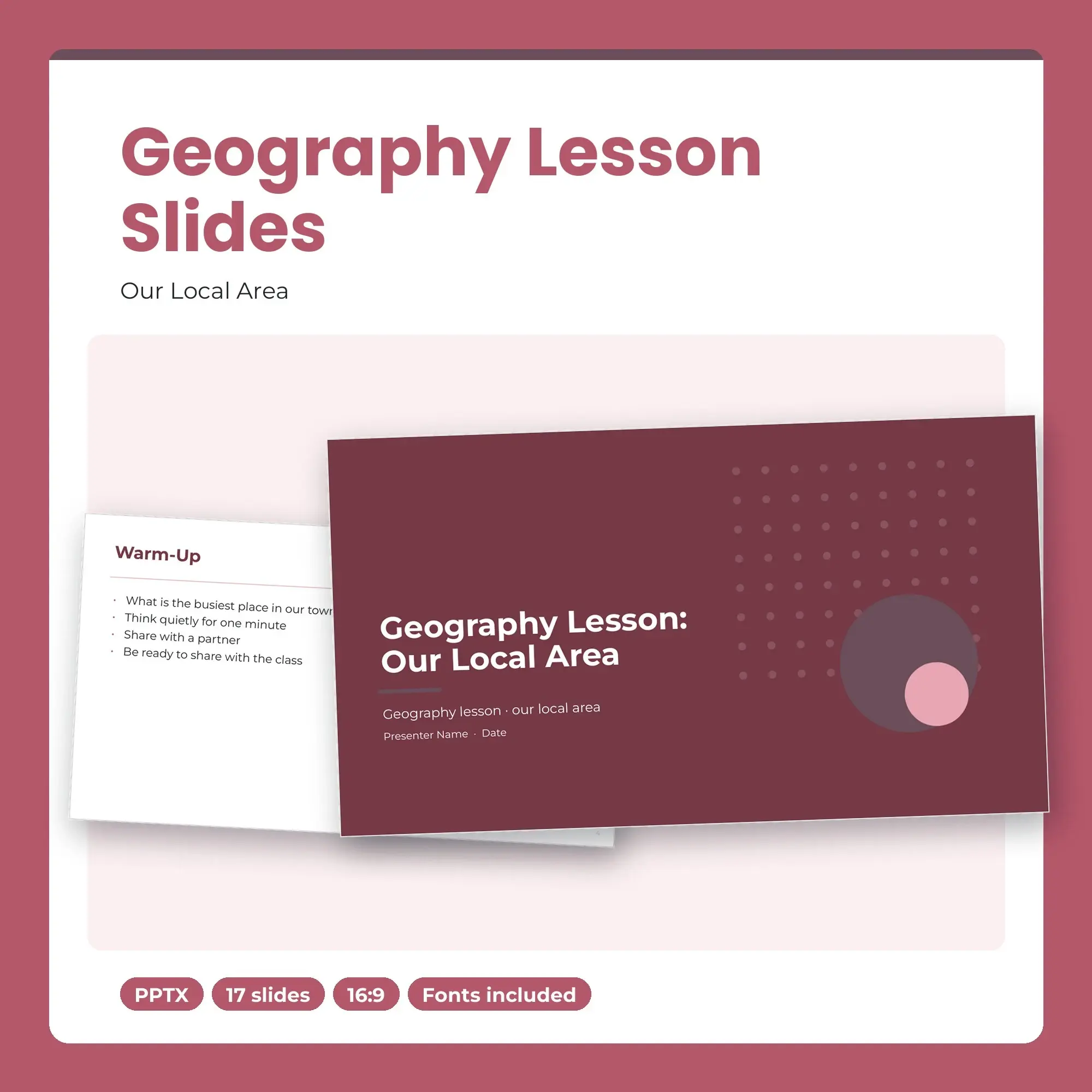 Geography Lesson Slides, Our Local Area (PPTX + POTX) preview