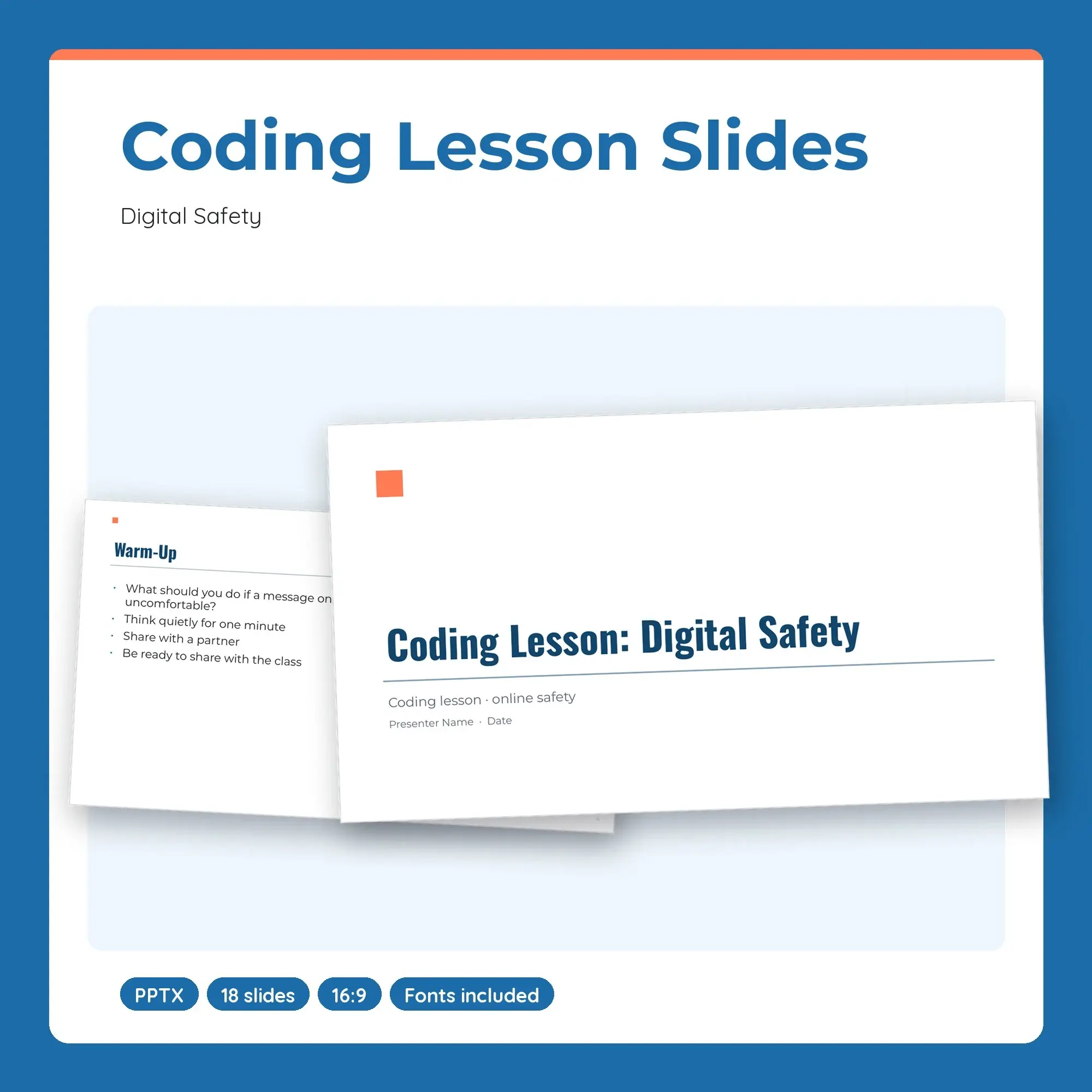 Coding Lesson Slides, Digital Safety (PPTX) preview