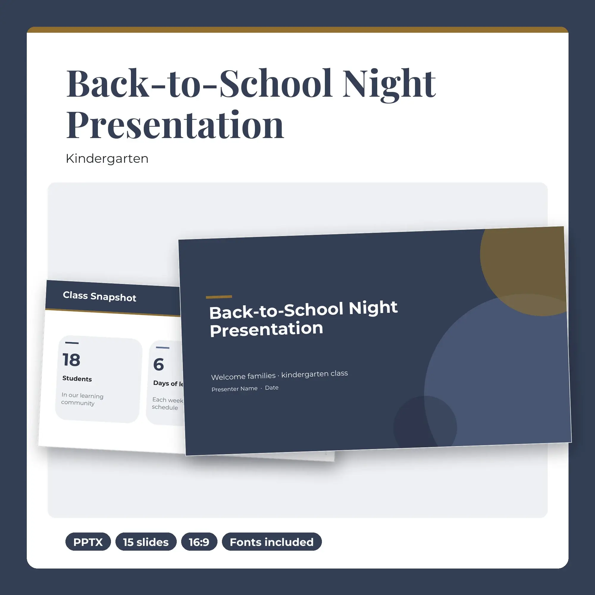 Back-to-School Night Presentation, Kindergarten (PPTX + POTX) preview