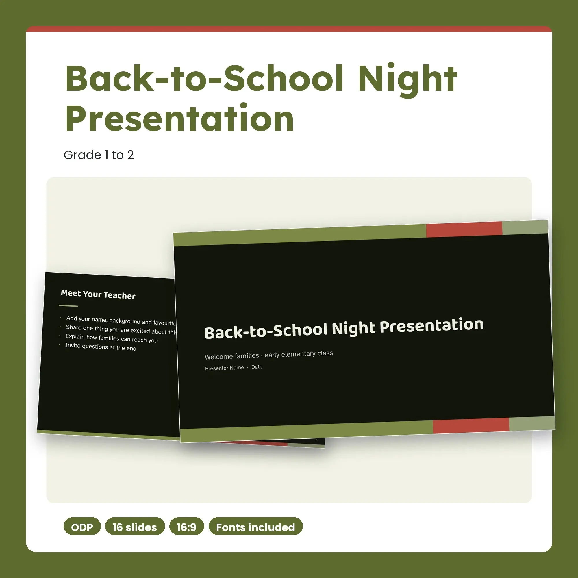 Back-to-School Night Presentation, Grade 1 to 2 (ODP) preview