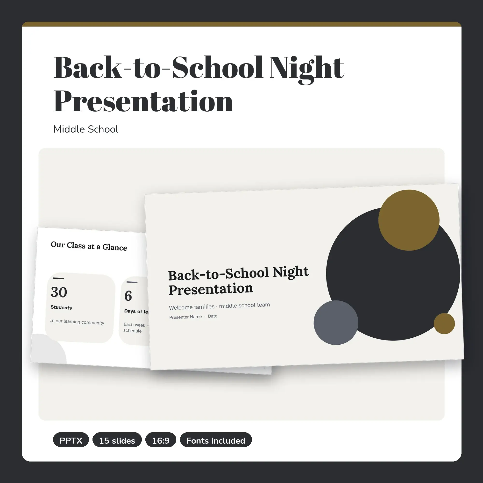 Back-to-School Night Presentation, Middle School (PPTX) preview