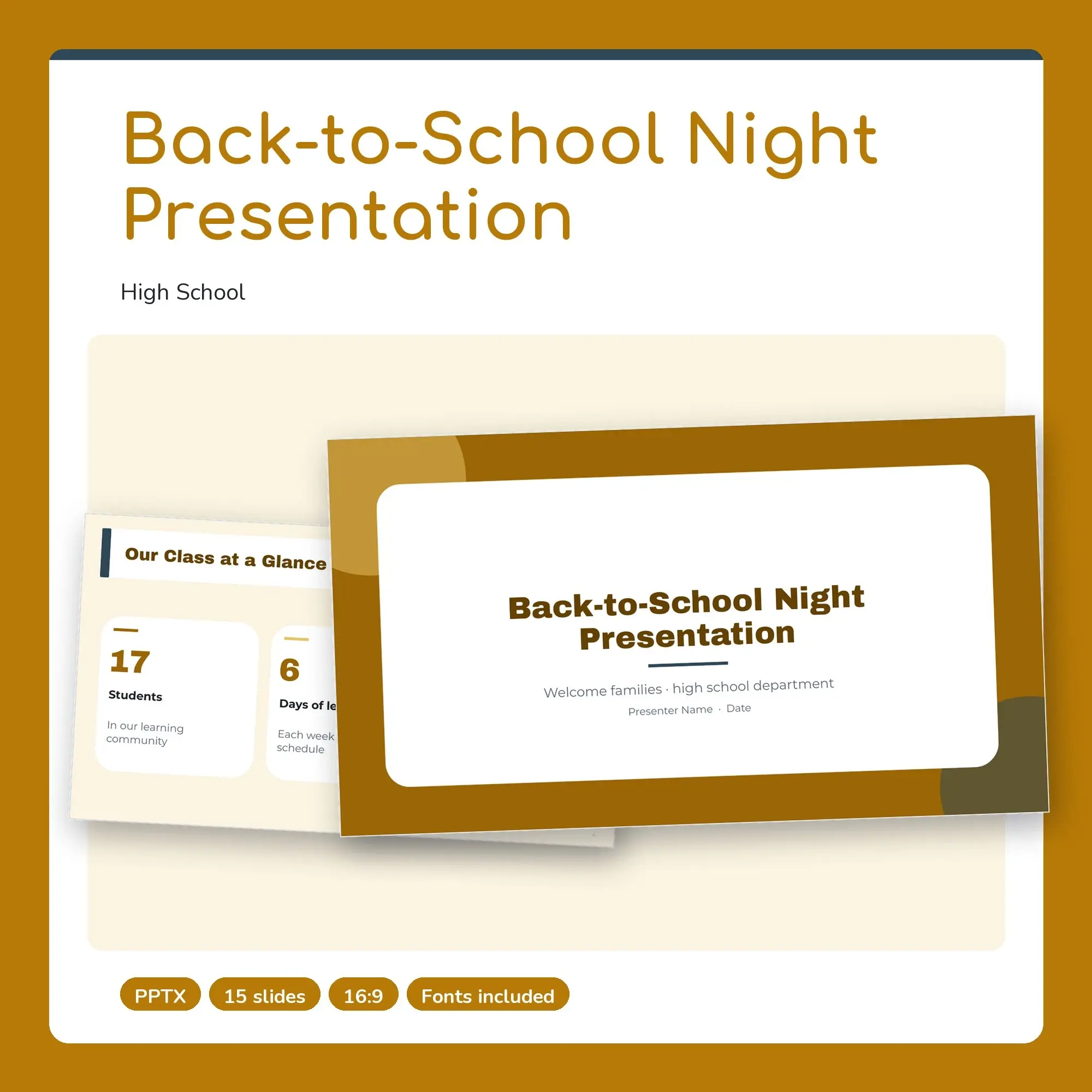 Back-to-School Night Presentation, High School (PPTX + POTX) preview