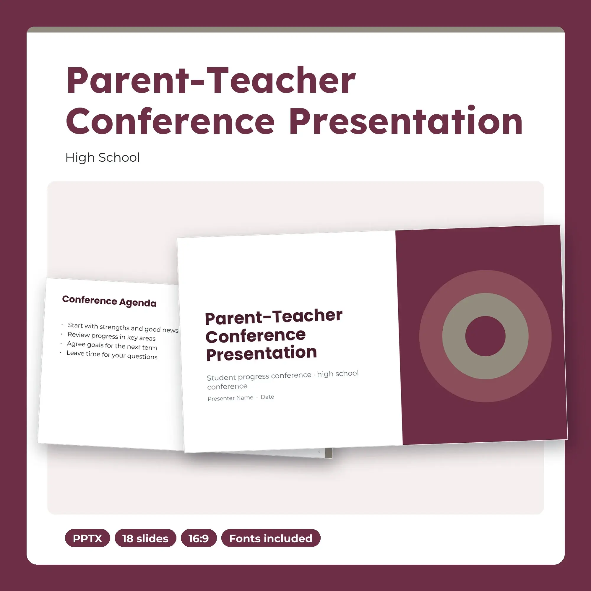 Parent-Teacher Conference Presentation, High School (PPTX + POTX) preview