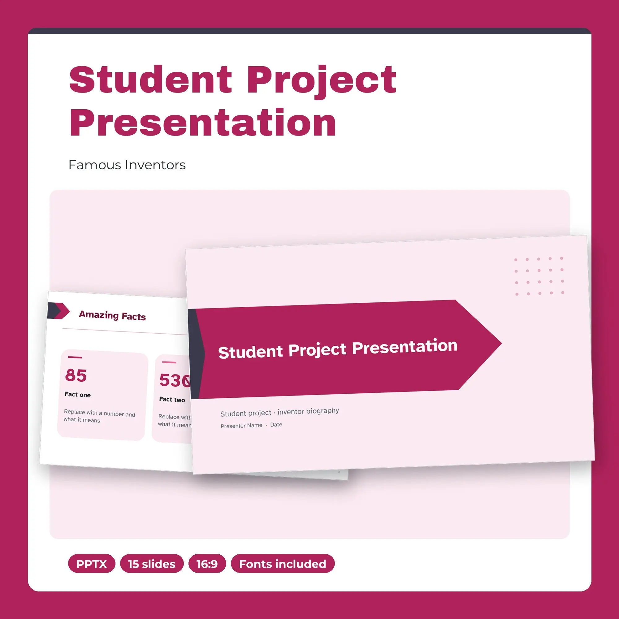 Student Project Presentation, Famous Inventors (PPTX) preview