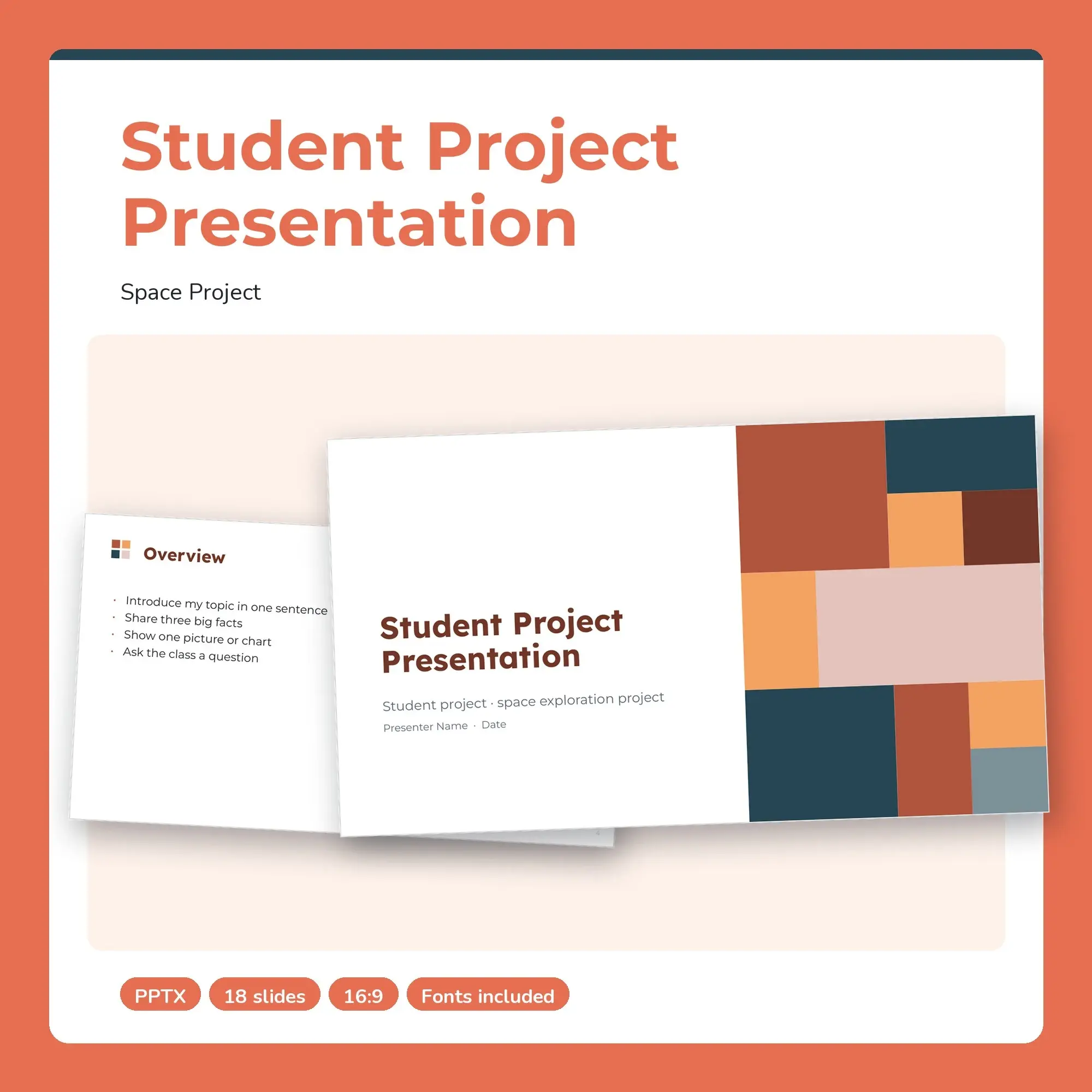 Student Project Presentation, Space Project (PPTX + POTX) preview