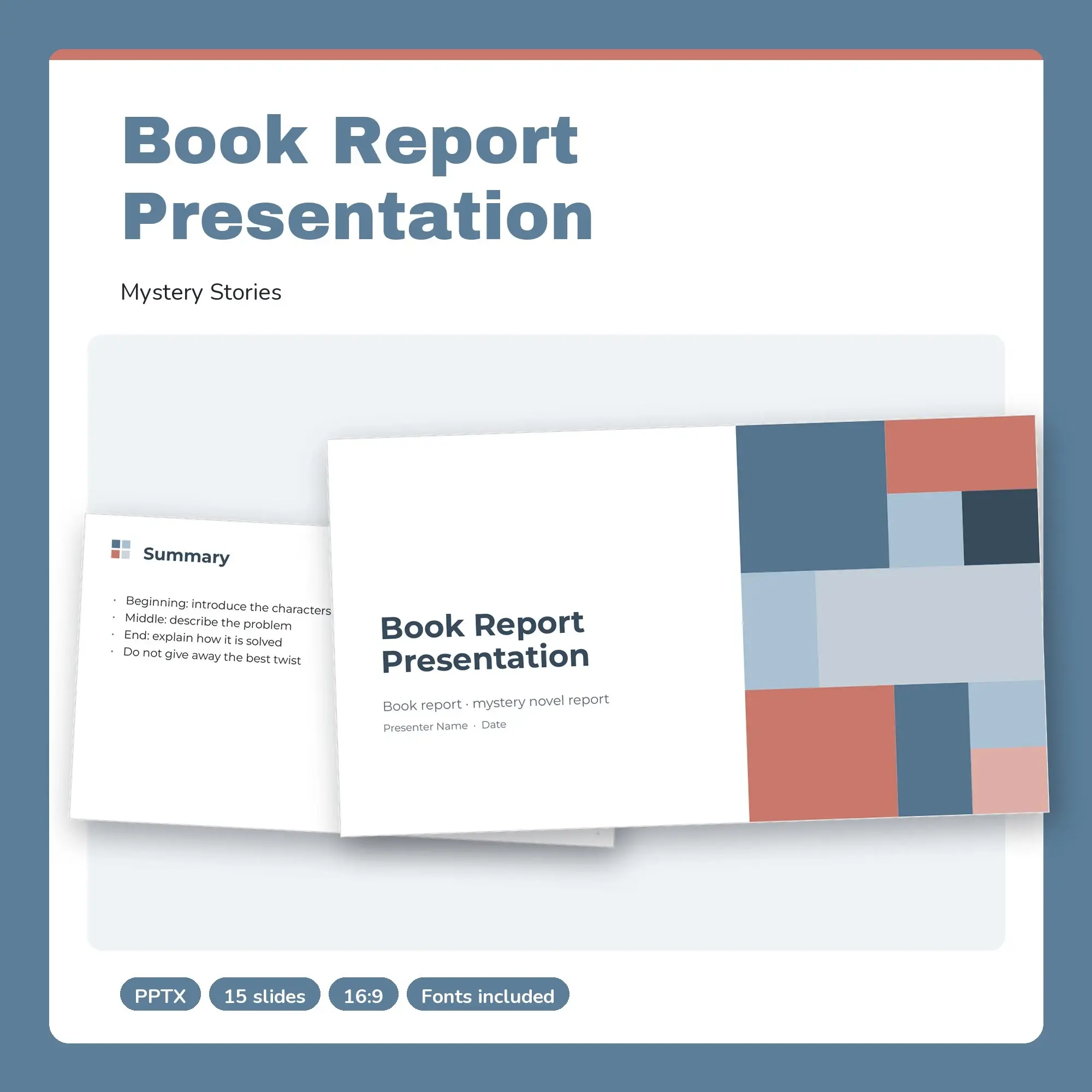 Book Report Presentation, Mystery Stories (PPTX), preview 1 of 2