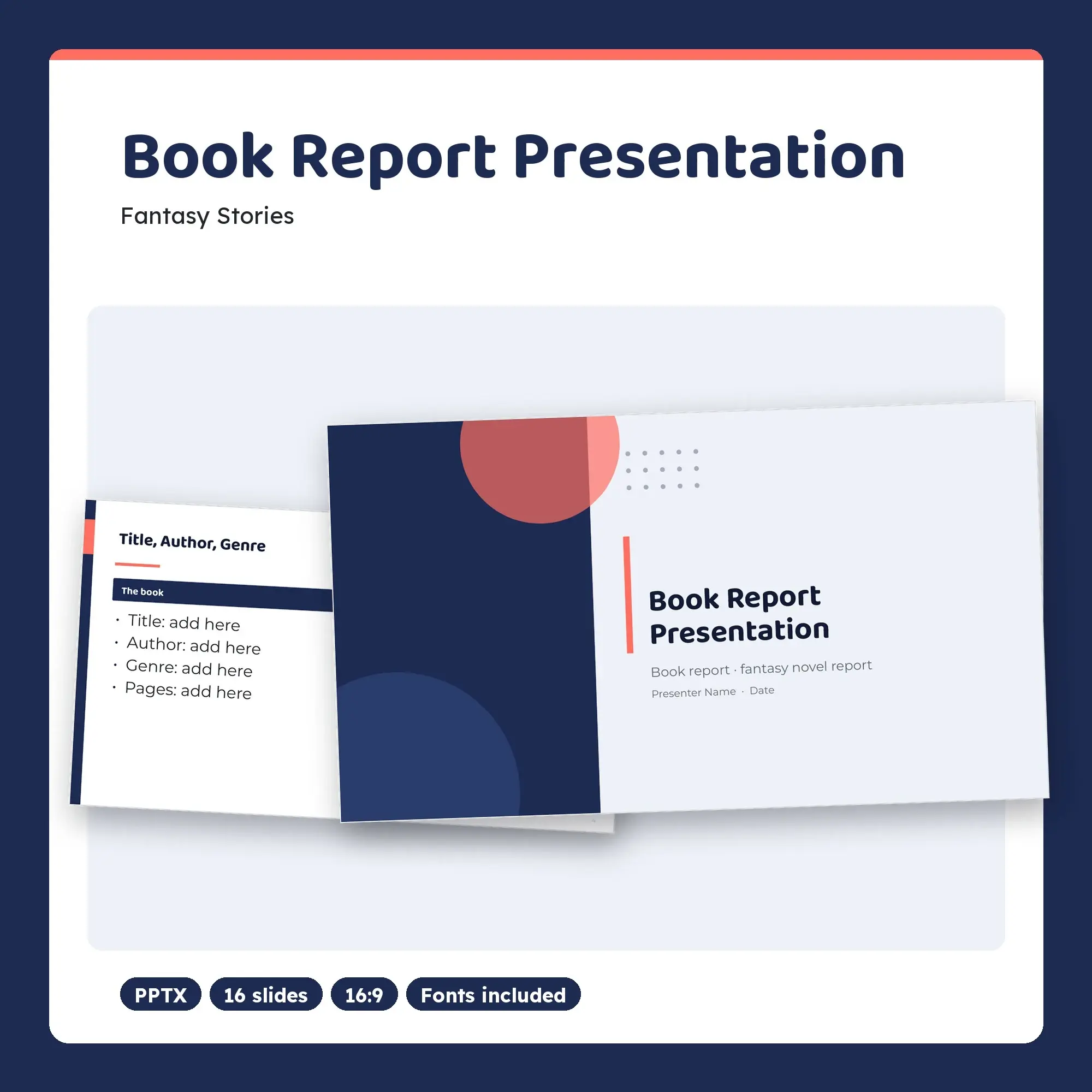 Book Report Presentation, Fantasy Stories (PPTX + POTX) preview