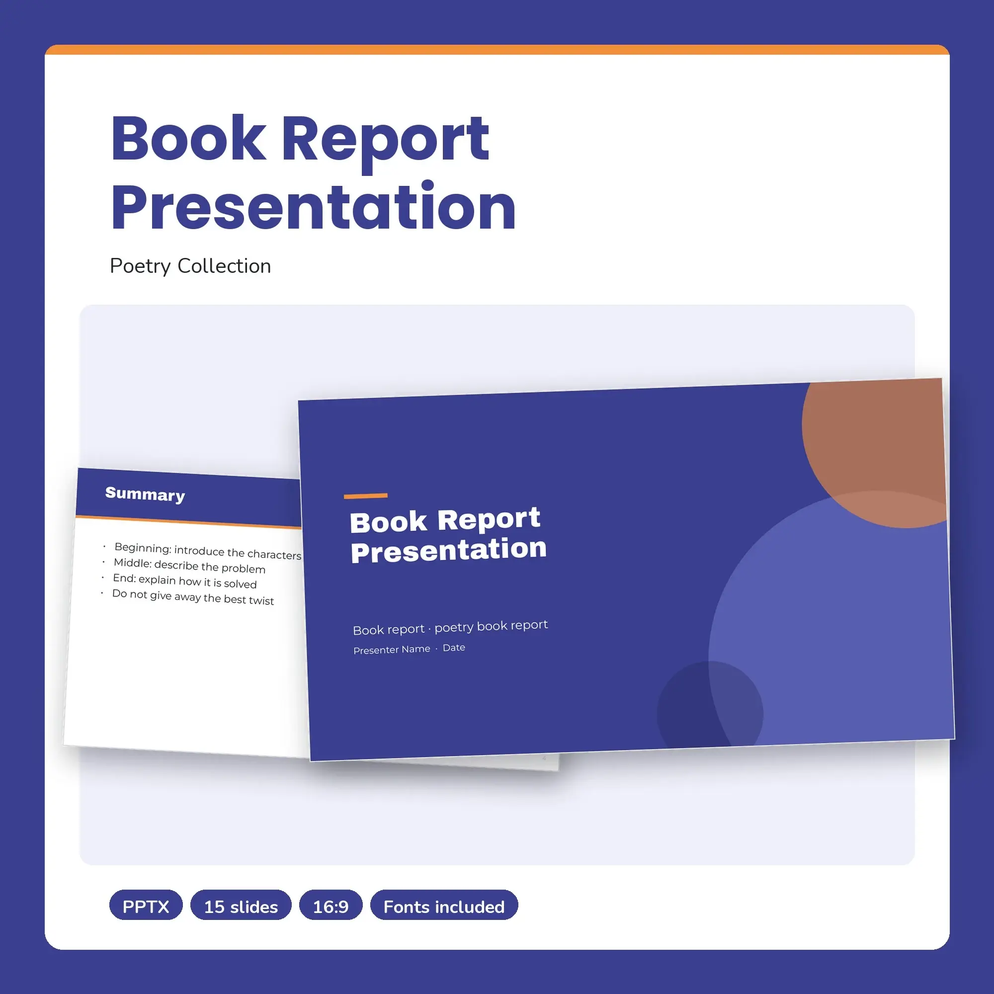 Book Report Presentation, Poetry Collection (PPTX) preview