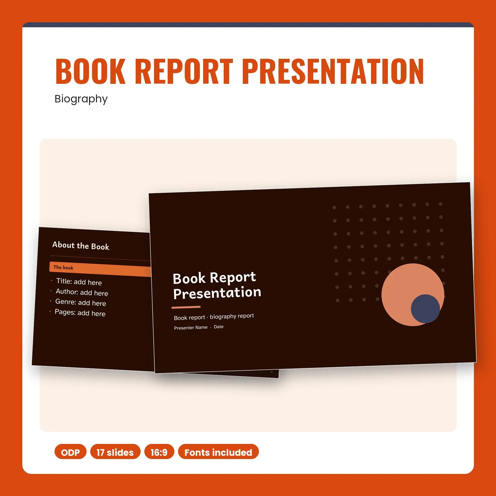Book Report Presentation, Biography (ODP) preview