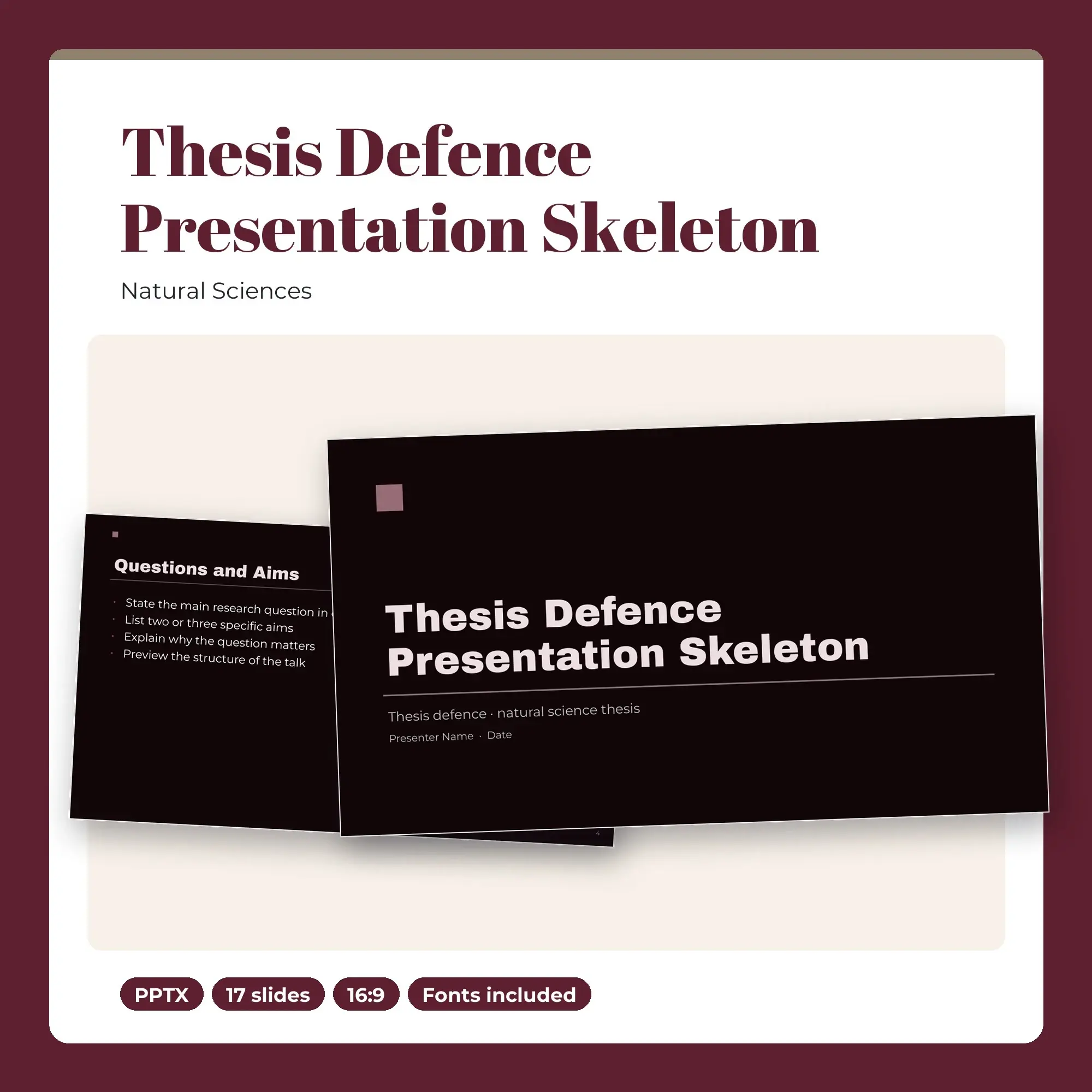 Thesis Defence Presentation Skeleton, Natural Sciences (PPTX) preview