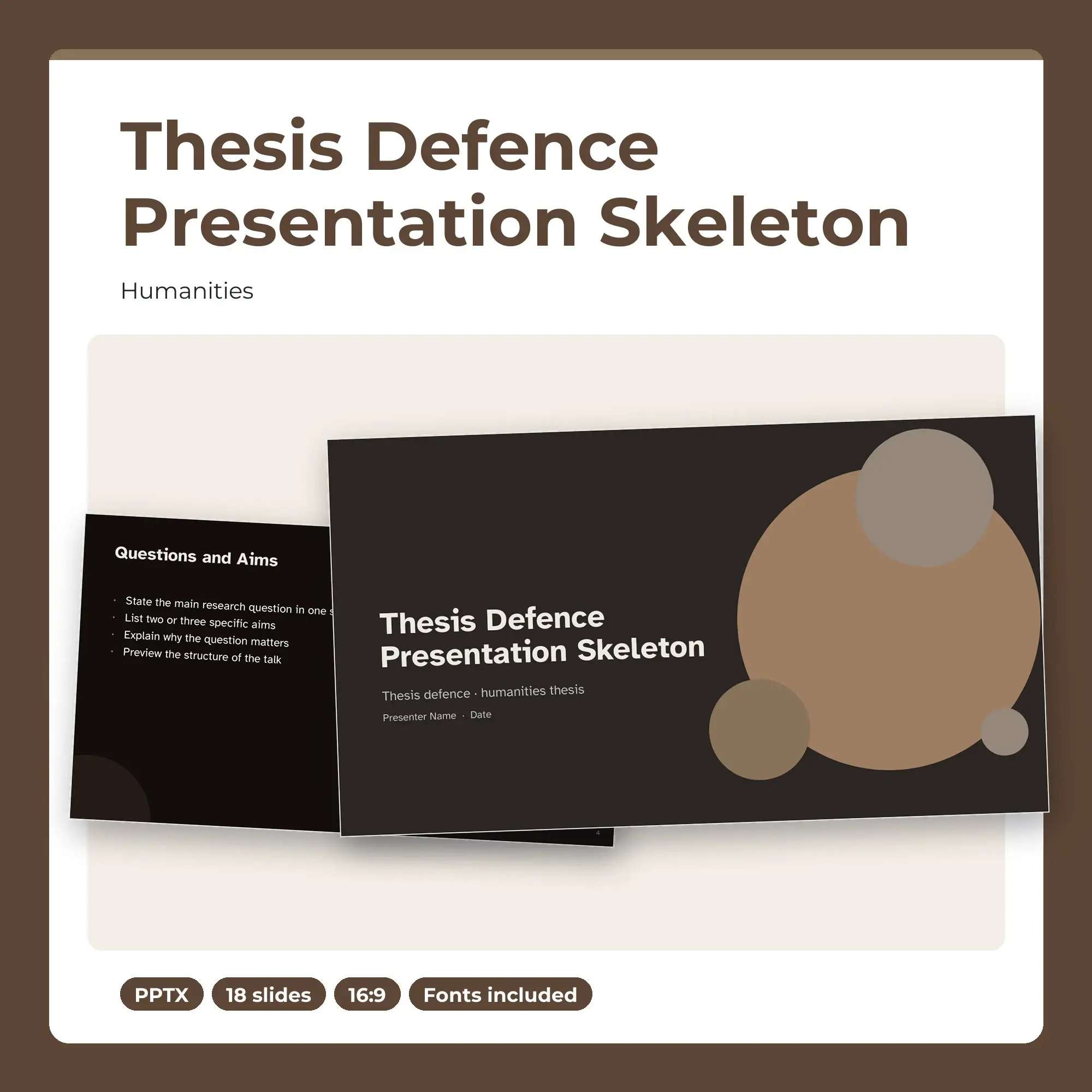Thesis Defence Presentation Skeleton, Humanities (PPTX + POTX) preview