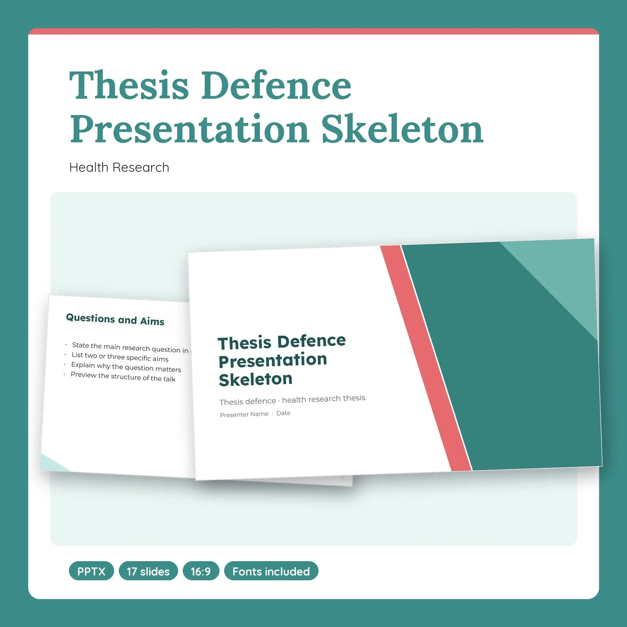 Thesis Defence Presentation Skeleton, Health Research (PPTX) preview