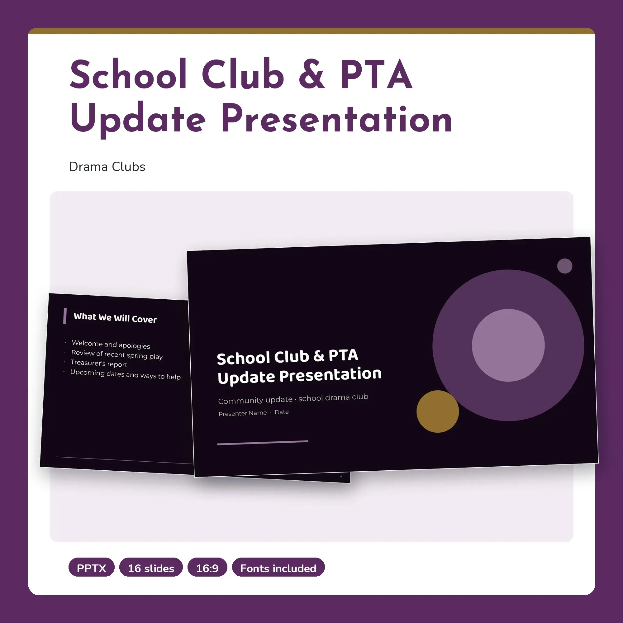 School Club & PTA Update Presentation, Drama Clubs (PPTX) preview