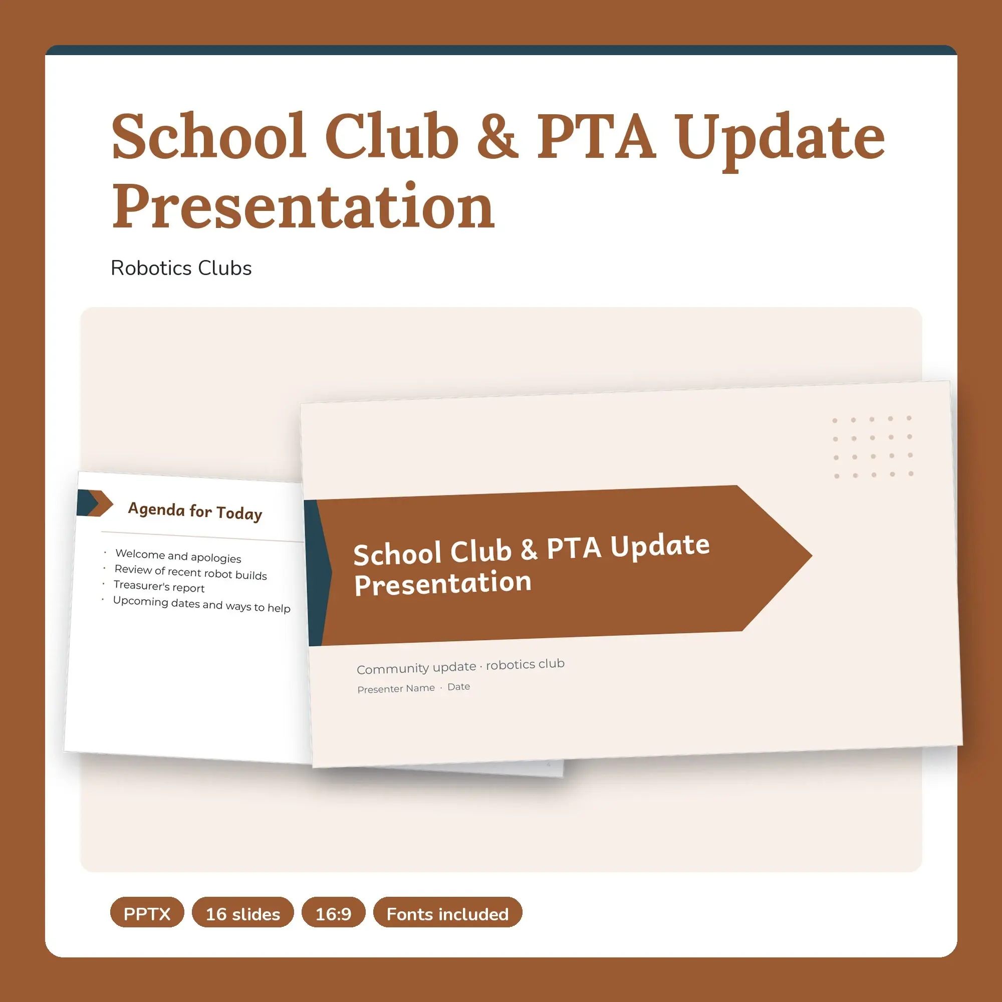 School Club & PTA Update Presentation, Robotics Clubs (PPTX + POTX) preview