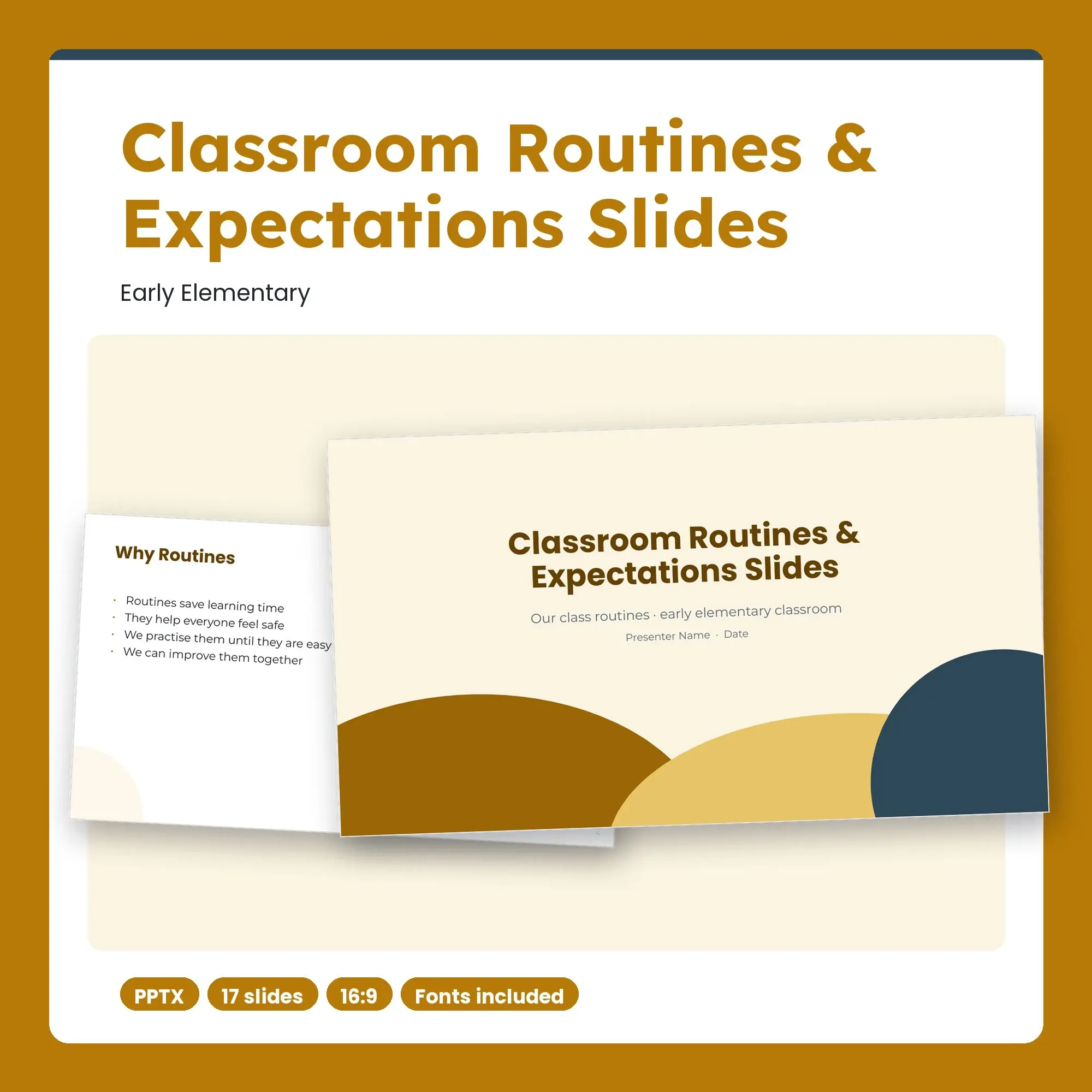 Classroom Routines & Expectations Slides, Early Elementary (PPTX) preview