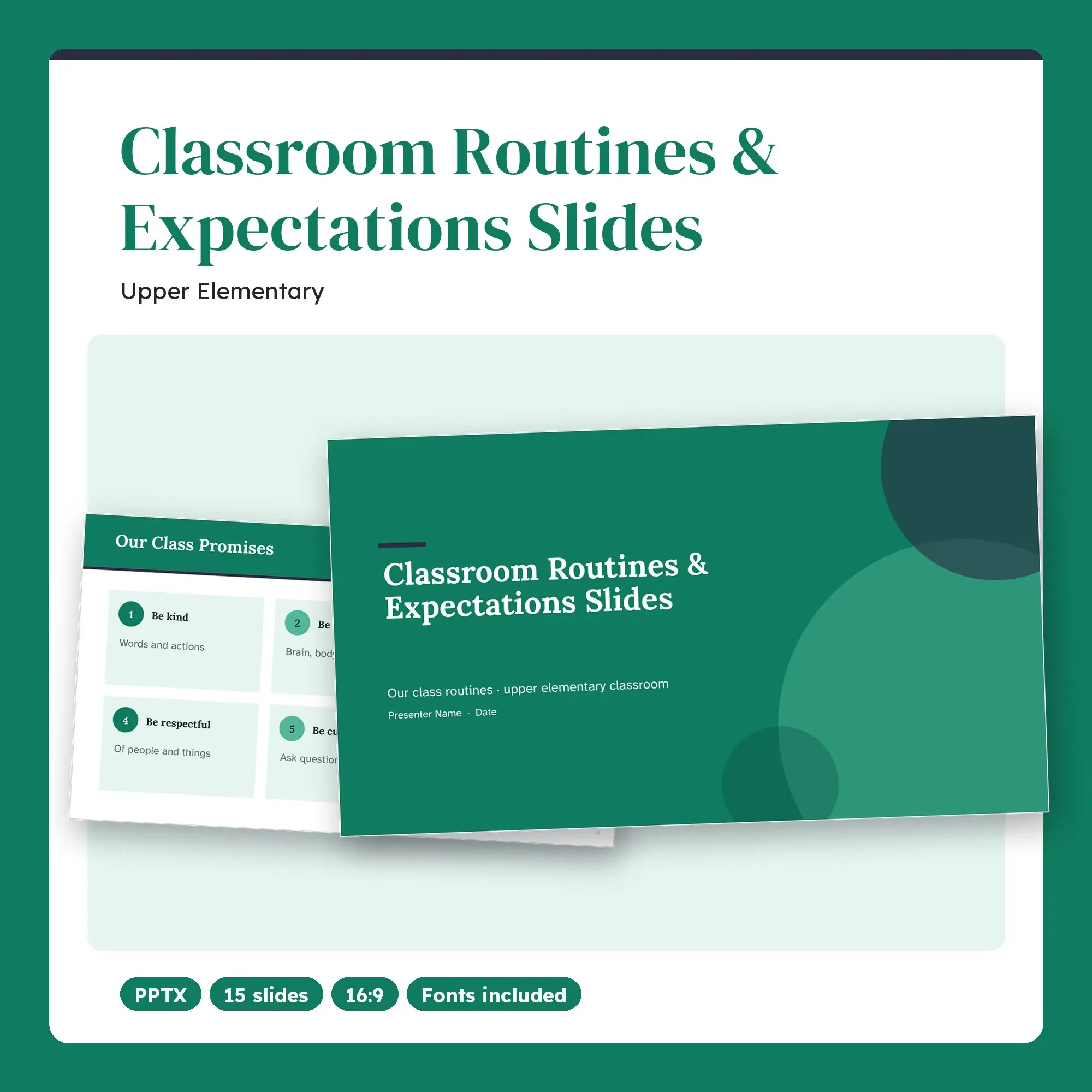 Classroom Routines & Expectations Slides, Upper Elementary (PPTX) preview