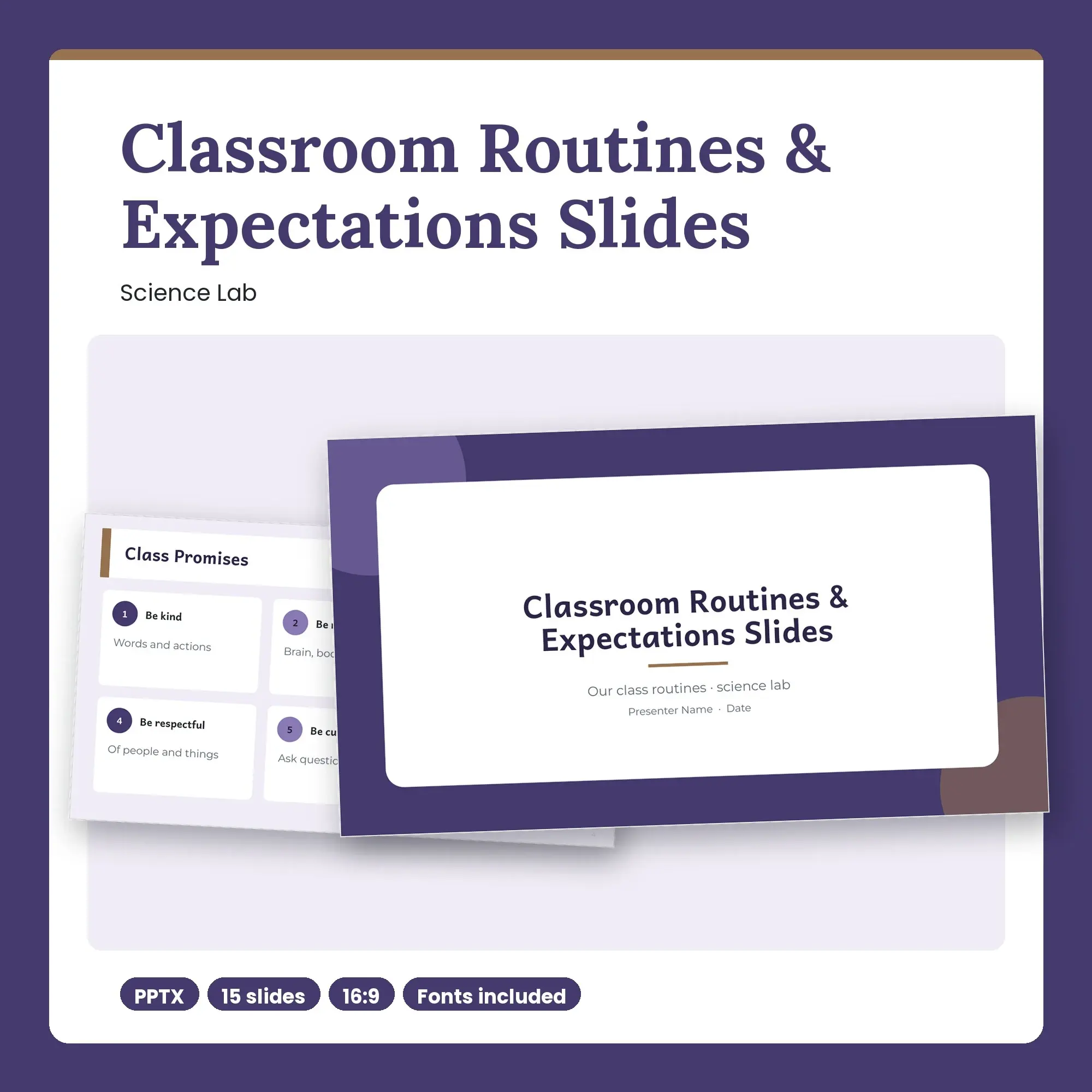 Classroom Routines & Expectations Slides, Science Lab (PPTX) preview