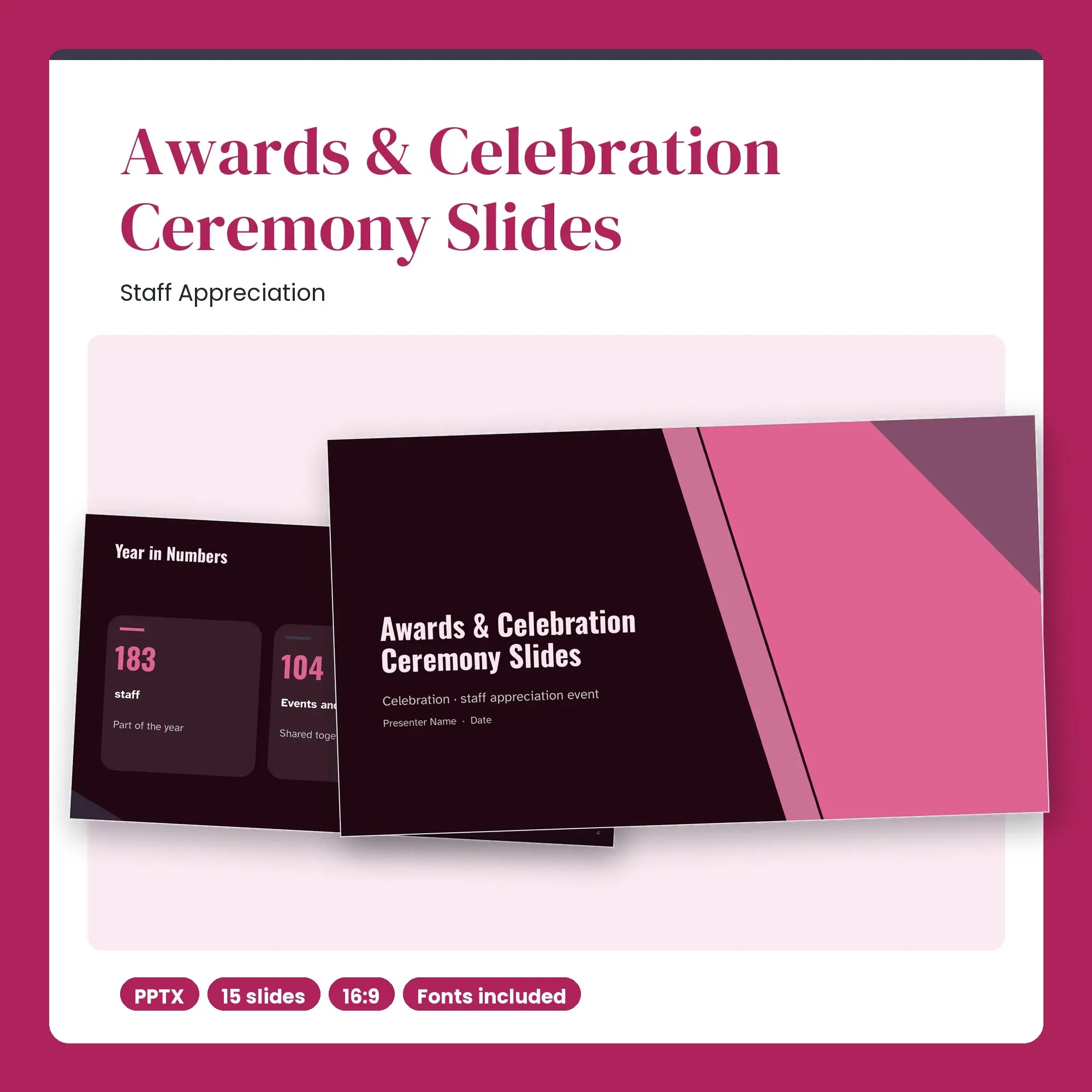 Awards & Celebration Ceremony Slides, Staff Appreciation (PPTX + POTX) preview